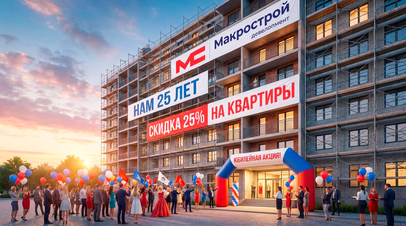 25 лет «Макрострой» — 25% скидка на квартиры